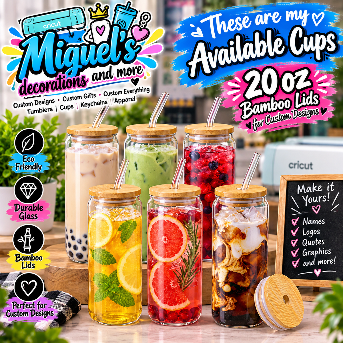 Custom Clear Glass Cups — Choose Your Design